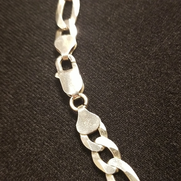🔎 Sterling Silver 50g Stamped Italian Chain Link Bracelet & Necklac Stamped! - Picture 3 of 8